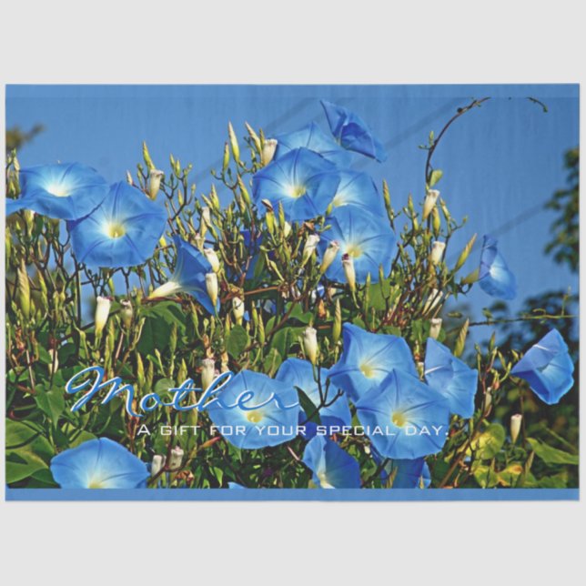 Blue Morning Glory-Personalized Tissue Paper (Front)