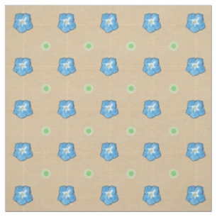 Blue Morning Glory Polka Dots on Taupe Fabric