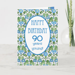 Blue Morning Glory, Pretty 90th Birthday Card