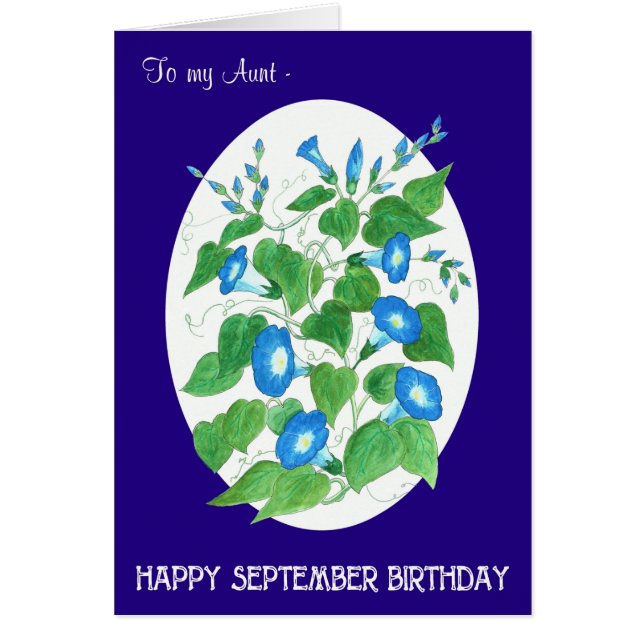 Blue Morning Glory September Birthday for Aunt (Front)