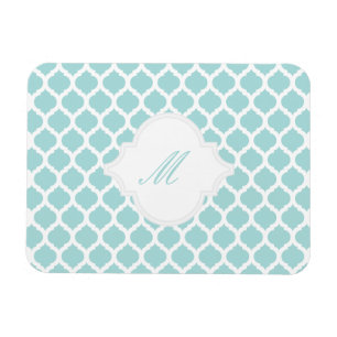 Blue Moroccan Pattern with Monogram Magnets