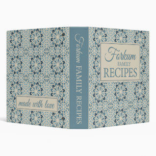 Blue Moroccan Print 1.5" Recipe Binder