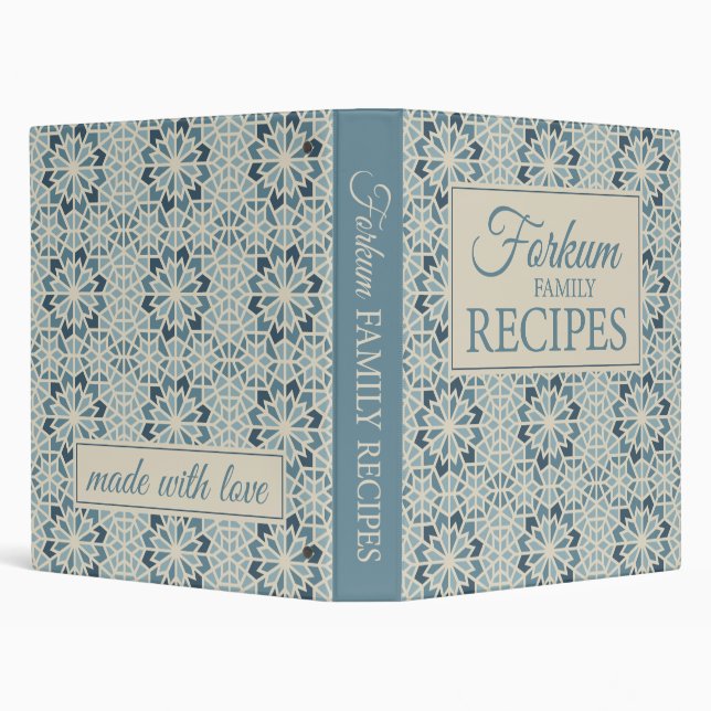 Blue Moroccan Print 1" Recipe Binder (Background)