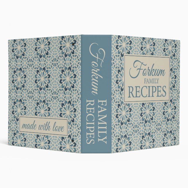 Blue Moroccan Print 2" Recipe Binder (Background)