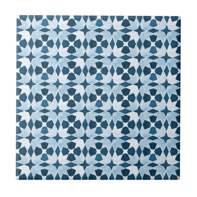 Blue Moroccan Symetry Pattern Tile (Front)