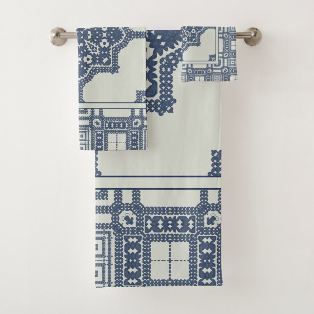 Blue Moroccan Tile   Bath Towel Set (Insitu)