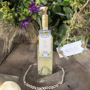 Blue Moroccan Tile Bottle Hanger Tags with Lemon