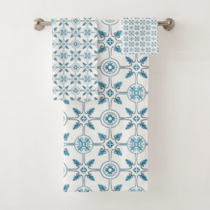 Blue Moroccan Tile Pattern   Bath Towel Set