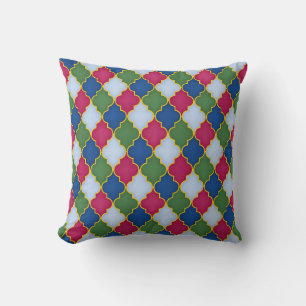 Blue Moroccan Tile Throw Pillow