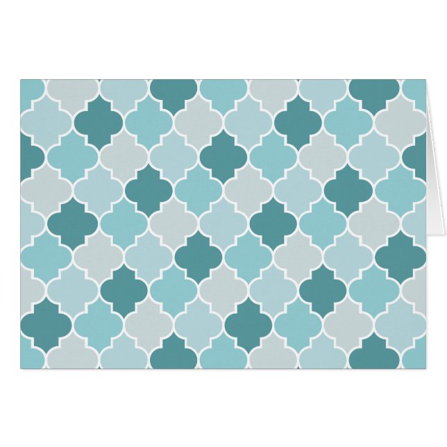 Blue Moroccan Trellis, Latticework, Quatrefoil (Front Horizontal)