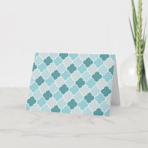 Blue Moroccan Trellis, Latticework, Quatrefoil Card
