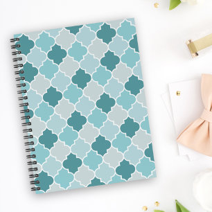 Blue Moroccan Trellis, Latticework, Quatrefoil Notebook