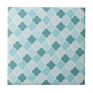 Blue Moroccan Trellis, Latticework, Quatrefoil Tile