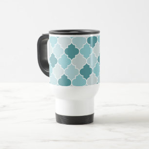 Blue Moroccan Trellis, Latticework, Quatrefoil Travel Mug