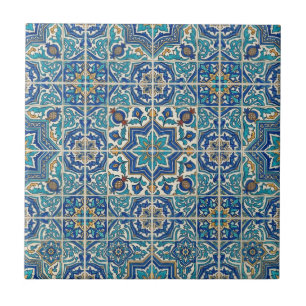 Blue Moroccan Vintage Tile Pattern