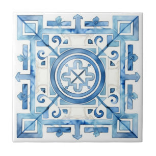 Blue Morocco Looking Watercolor Texture Tile