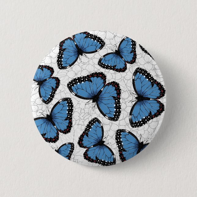 Blue morpho butterflies 2 inch round button (Front)