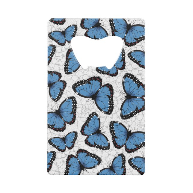 Blue morpho butterflies credit card bottle opener (Front)