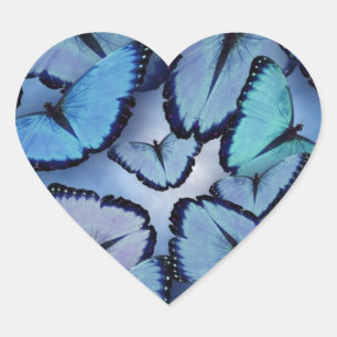 Blue Morpho Butterflies Heart Sticker