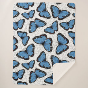 Blue morpho butterflies sherpa blanket