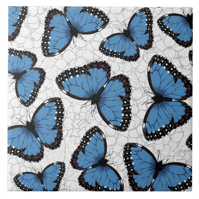 Blue morpho butterflies tile (Front)