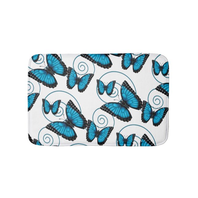 Blue Morpho Butterfly Bath Mat (Front)
