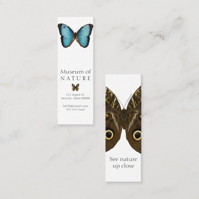 Blue morpho butterfly bookmark mini business card (Front/Back)