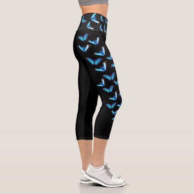 BLUE MORPHO BUTTERFLY  CAPRI LEGGINGS (Right)