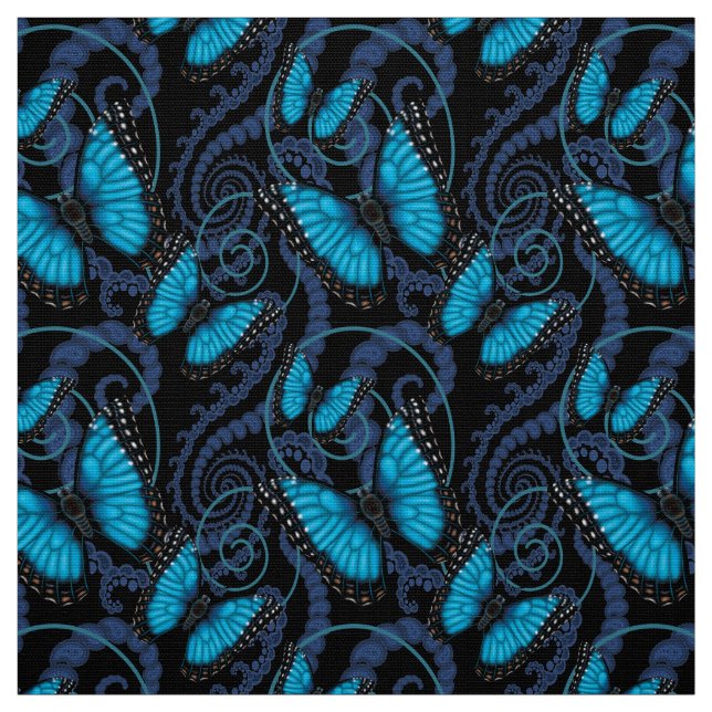 Blue Morpho Butterfly Fabric (Swatch)