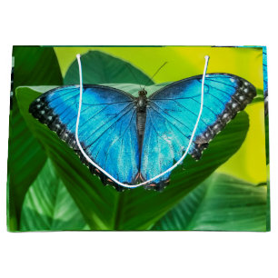 Blue Morpho Butterfly Floral Nature Art Large Gift Bag