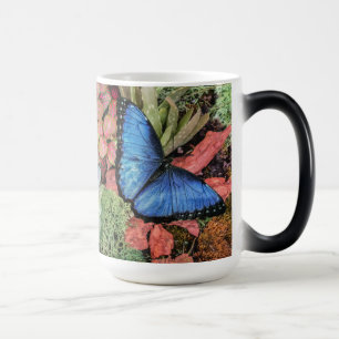 Blue Morpho Butterfly Floral Nature Art Magic Mug