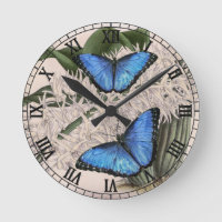Blue Morpho Butterfly Floral Nature Art