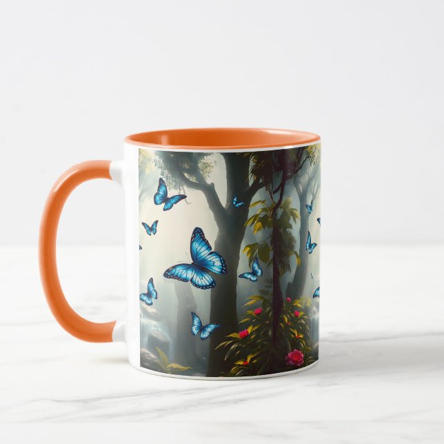 Blue Morpho Butterfly in the Rainforest Mug (Left)