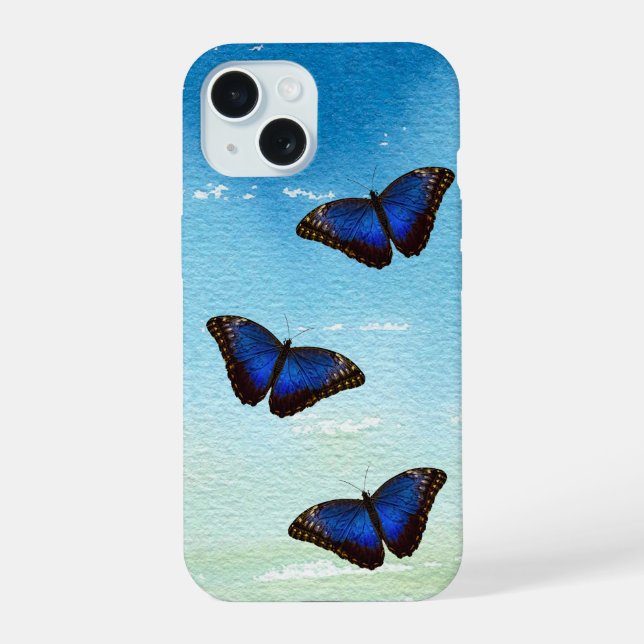 Blue Morpho Butterfly iPhone 15 Case (Back)