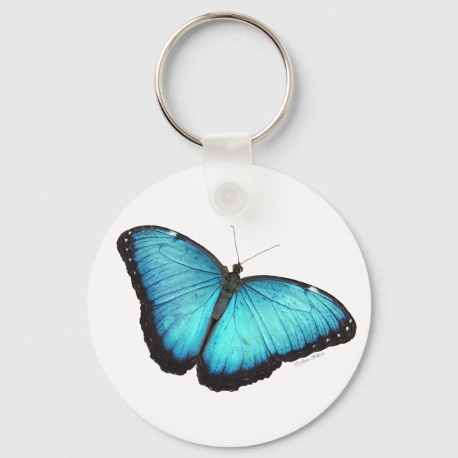 Blue Morpho Butterfly Keychain (Front)