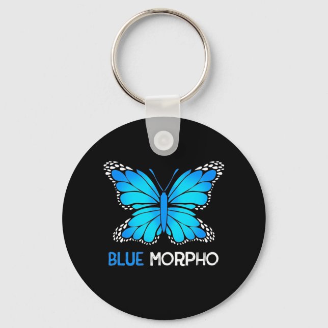 Blue Morpho Butterfly Keychain (Front)