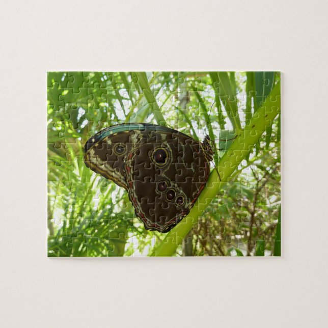Blue Morpho Butterfly Nature Photography Jigsaw Puzzle (Horizontal)