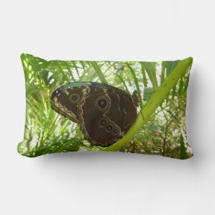 Blue Morpho Butterfly Nature Photography Lumbar Pillow