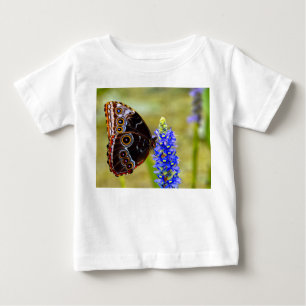 Blue morpho butterfly on a marsh orchid baby T-Shirt