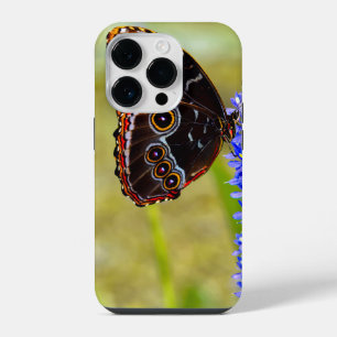 Blue morpho butterfly on a marsh orchid iPhone 14 pro case