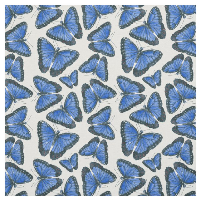 Blue morpho butterfly pattern design fabric (Swatch)