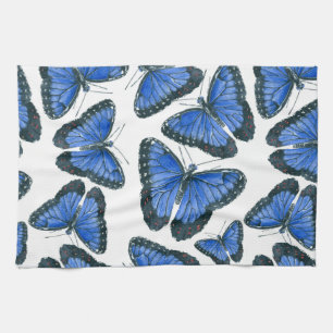 Blue morpho butterfly pattern design kitchen towel