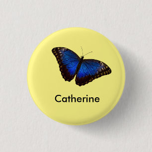Blue Morpho Butterfly personalized 1 Inch Round Button