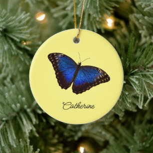 Blue Morpho Butterfly personalized Ceramic Ornament