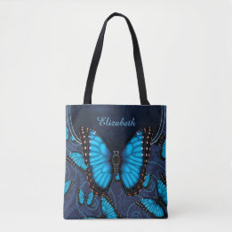 Blue Morpho Butterfly Personalized Tote Bag
