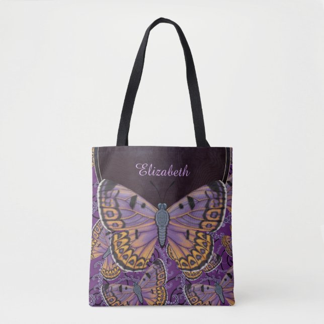 Blue Morpho Butterfly Personalized Tote Bag (Front)