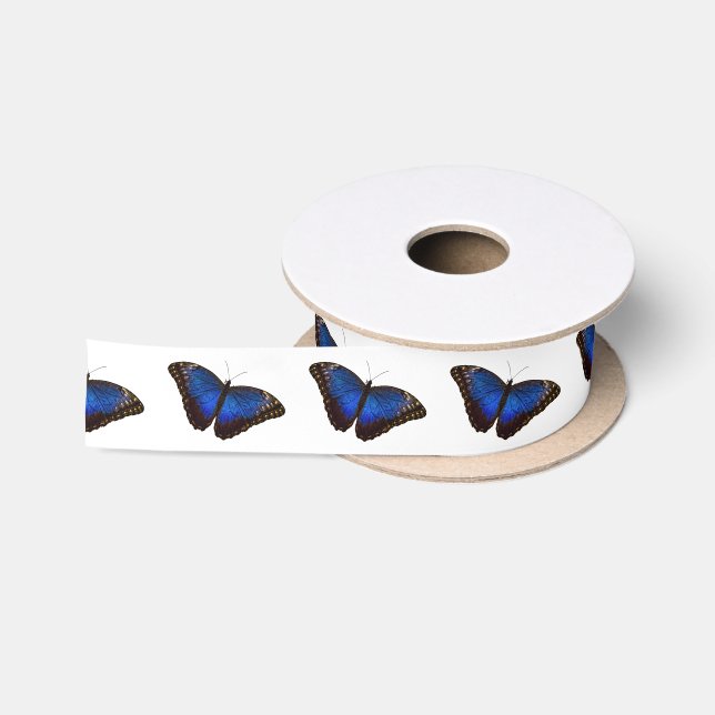 Blue Morpho Butterfly Satin Ribbon (Spool)