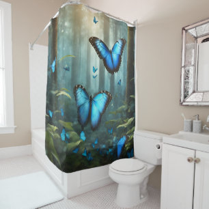 Blue Morpho Butterfly Shower Curtain