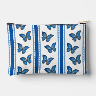 Blue Morpho Butterfly Stripe Zipper Pouch