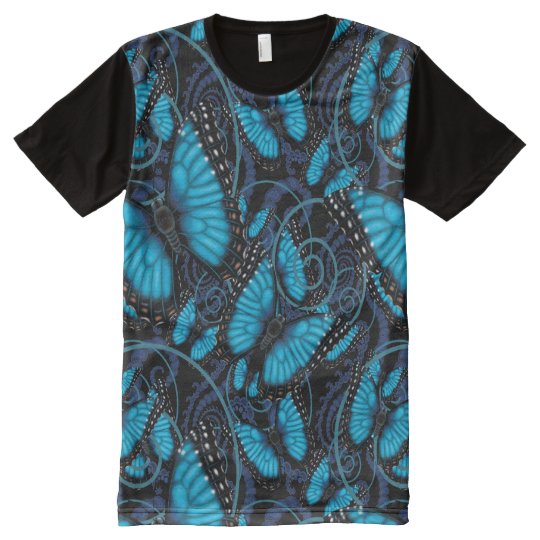 Blue Morpho Butterfly Swirls All-Over-Print T-Shirt